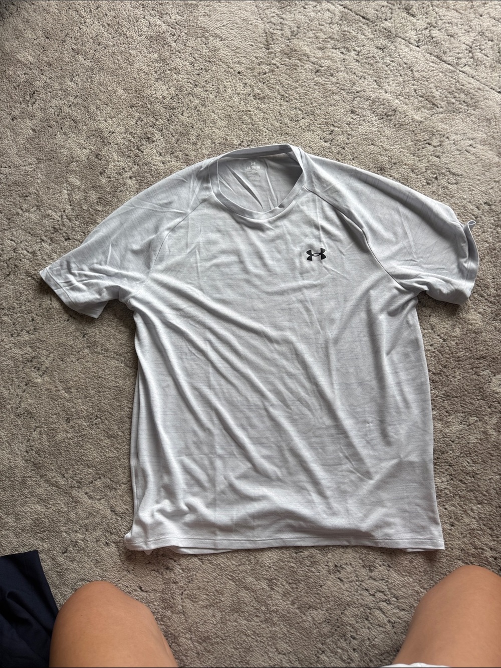 Under Armour White Short Sleeve Athletic Tee with Black Logo